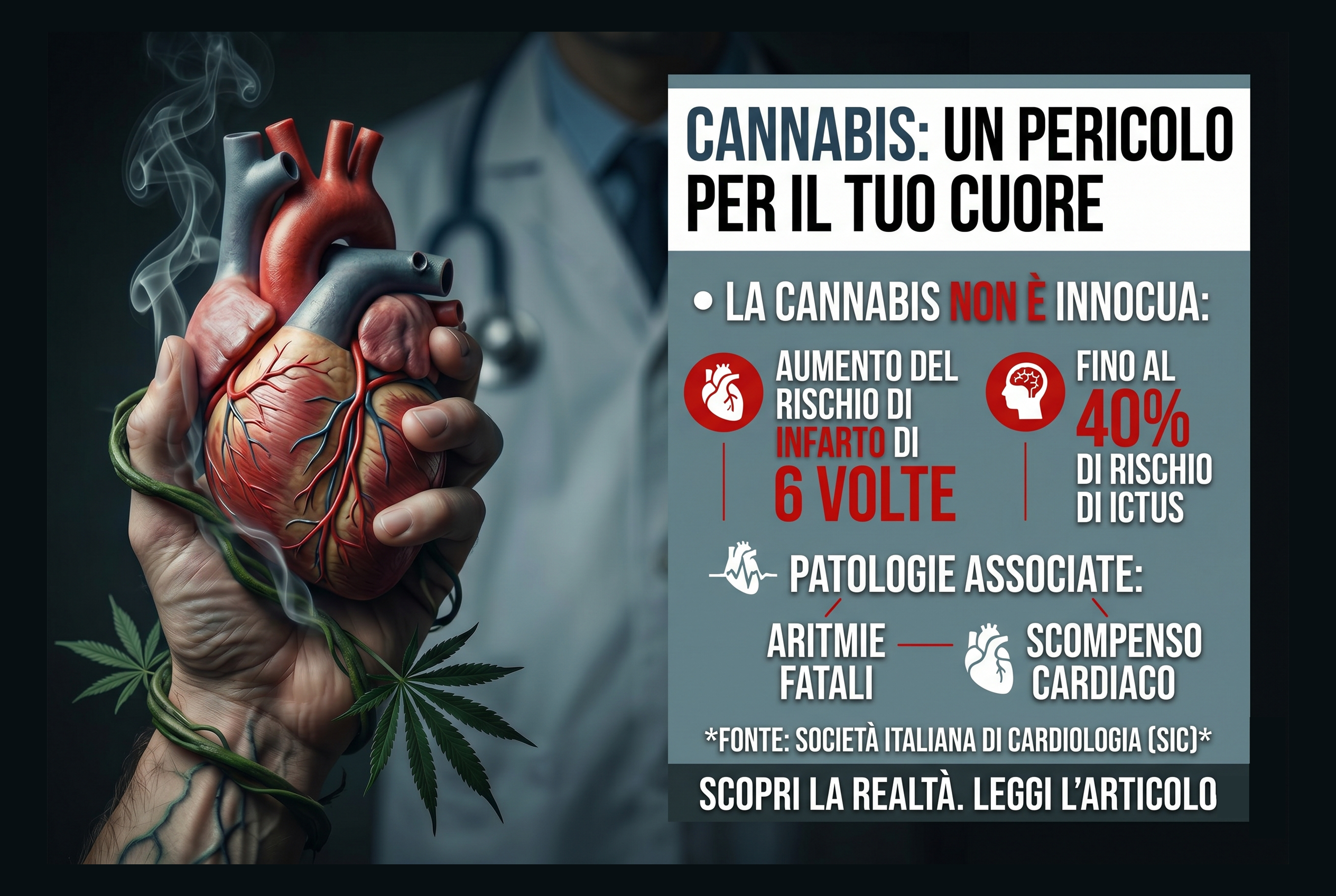 Con la cannabis aumenta il rischio di infarto fino a 6 volte e di ictus fino al 40%